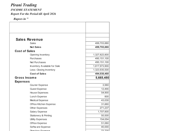 generate income statement according to your accounts